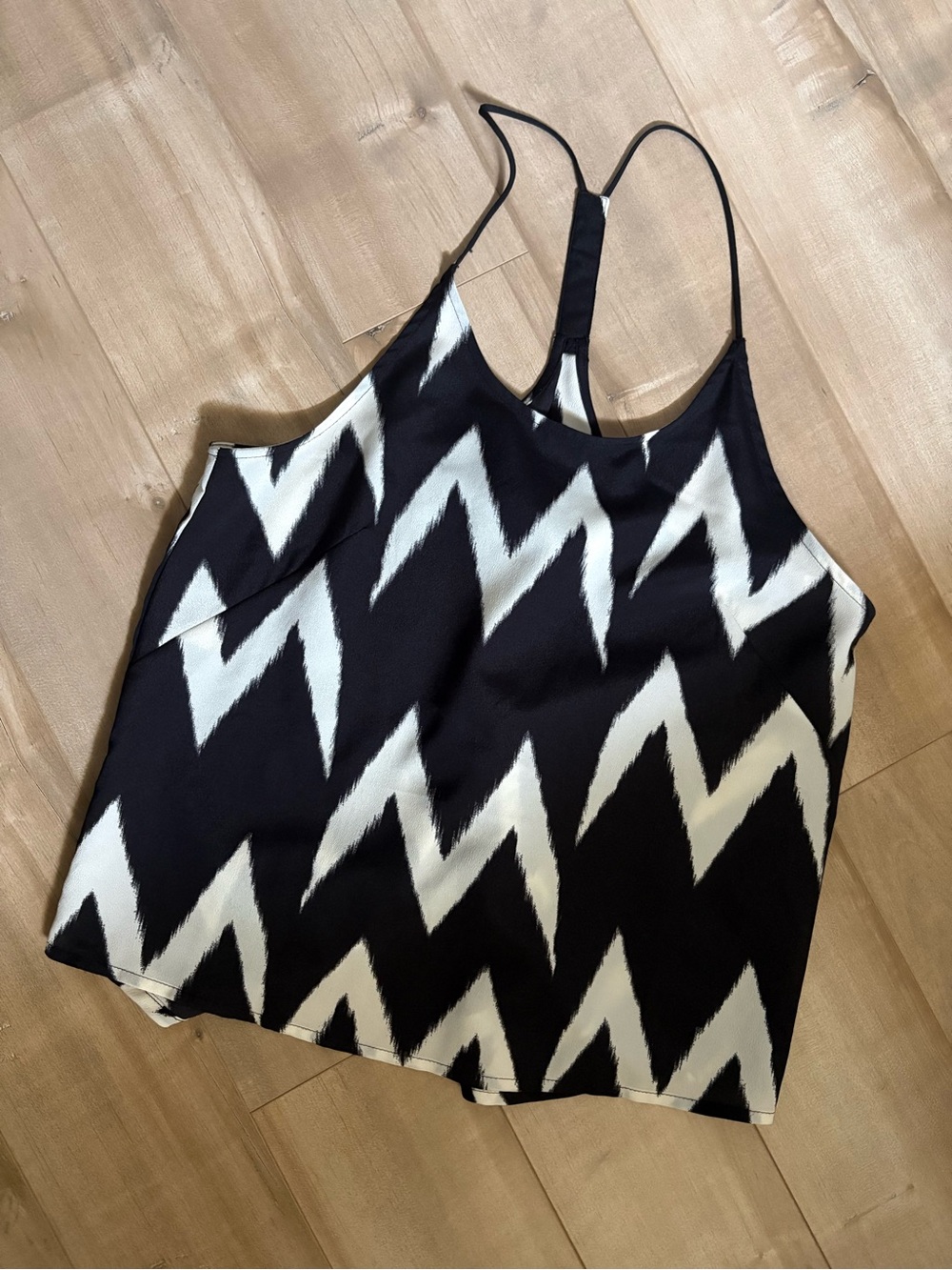 H&M Black & White Zigzag Spaghetti Strap Camisole